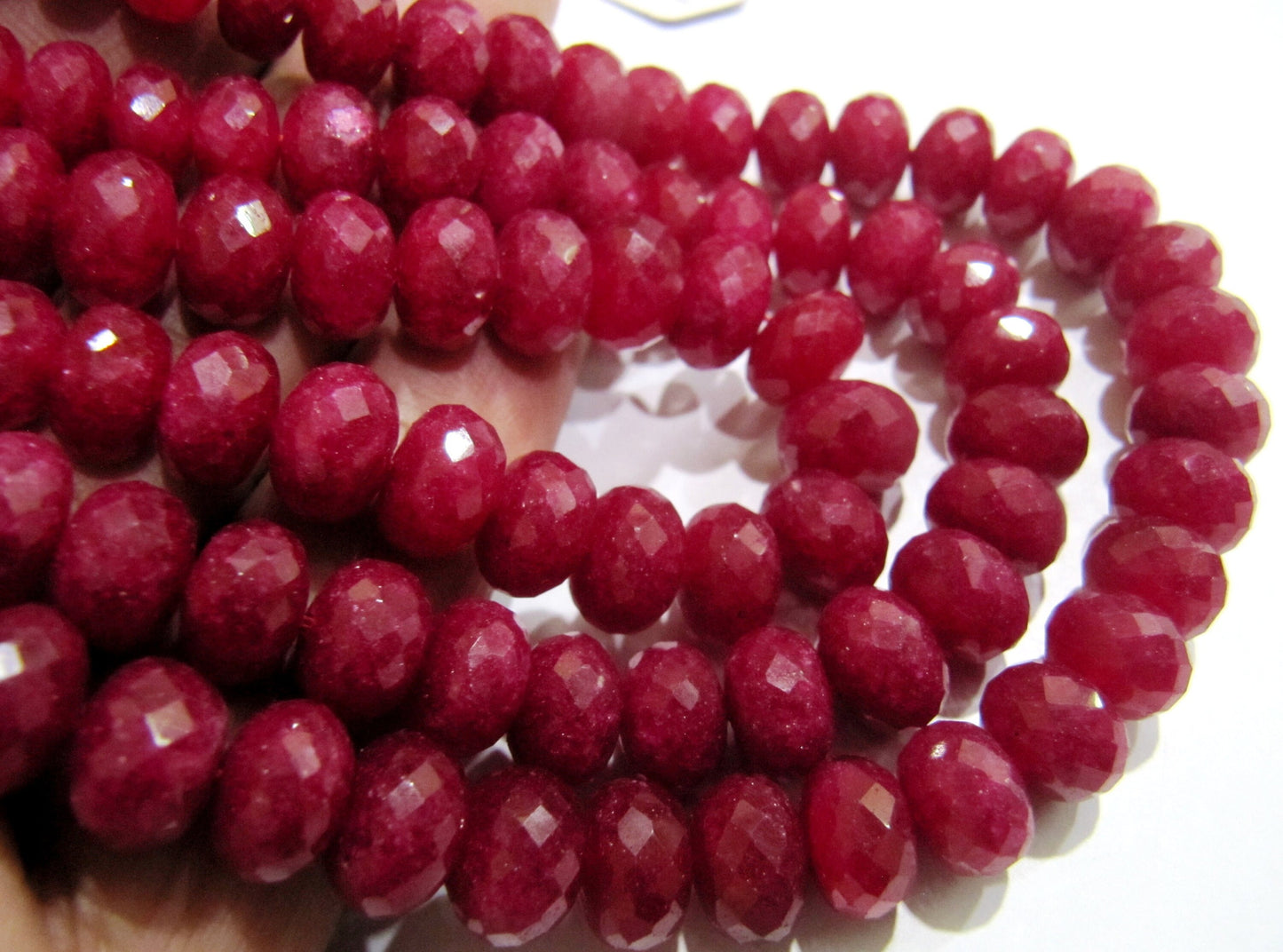 Ruby Quartz Gemstone Rondelle Faceted 7-8mm Size Gemstone Beads Strand 8 Inches Long Jewelry making Beads Wholesale Prices
