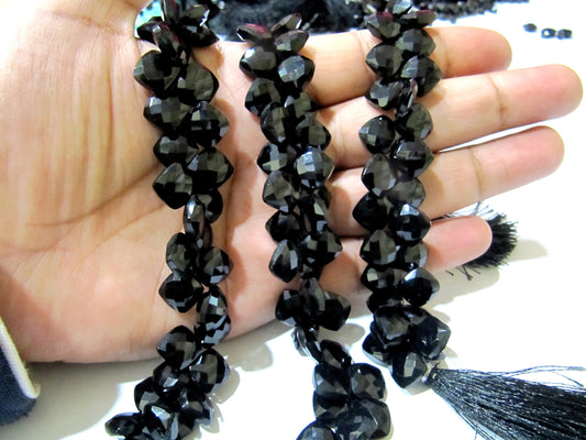 Natural Black Spinel Briolette Faceted Square Cushion Shape 10mm Size Gemstone  beads Strand 8 inches long Jewelry making beads