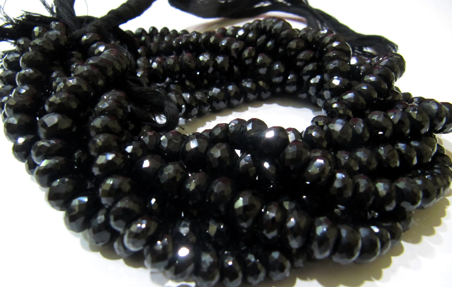 Natural Black Spinel Rondelle Faceted 7mm to 8mm Gemstone beads 8 inches long Strand jewelry making bead Sold per Strand