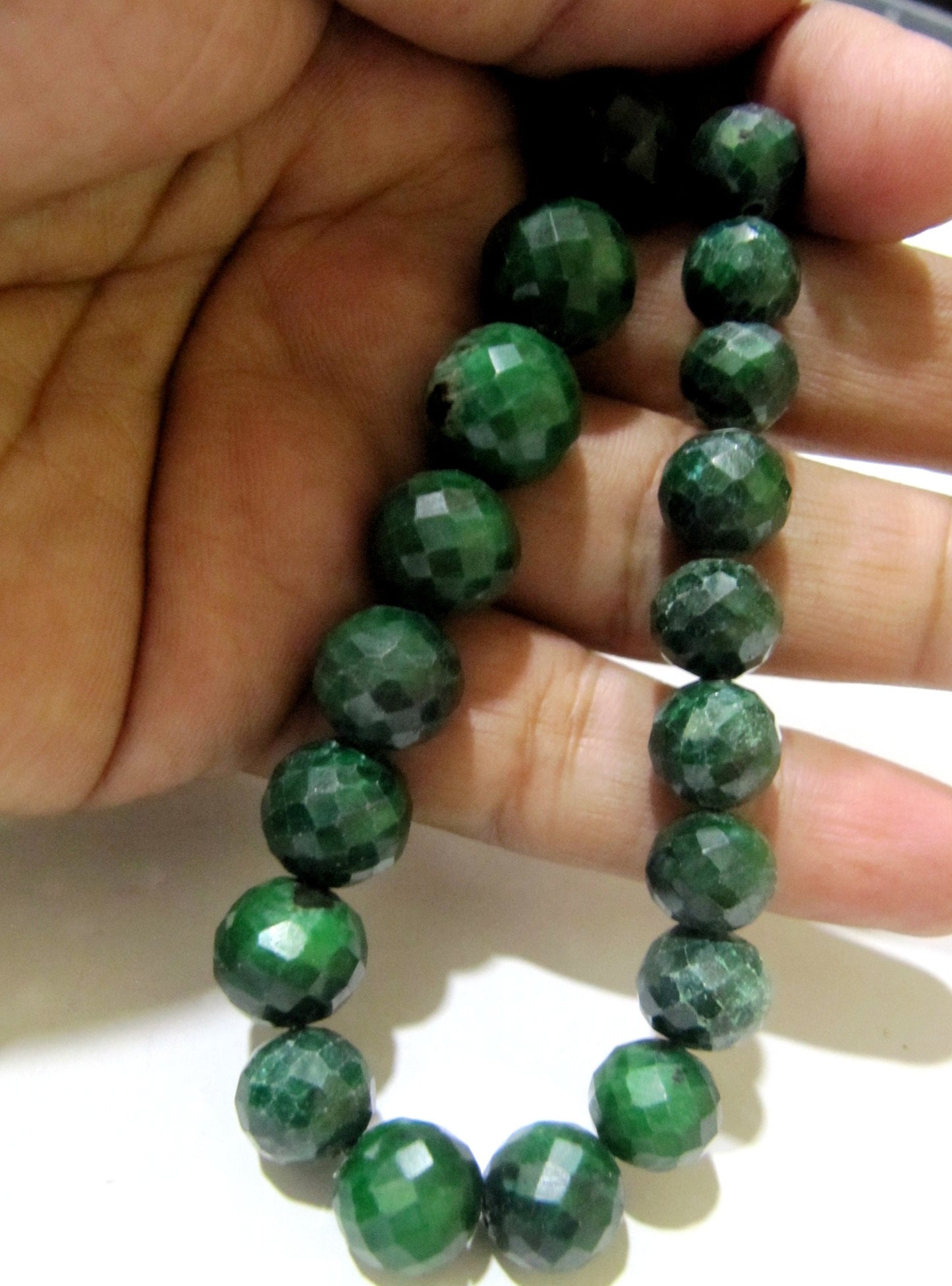 Emerald Corundum Round Ball Shape Briolette Faceted 9-12mm Size Gemstone beads Strand 8 inches long Precious Gemstone Beads Wholesale Prices