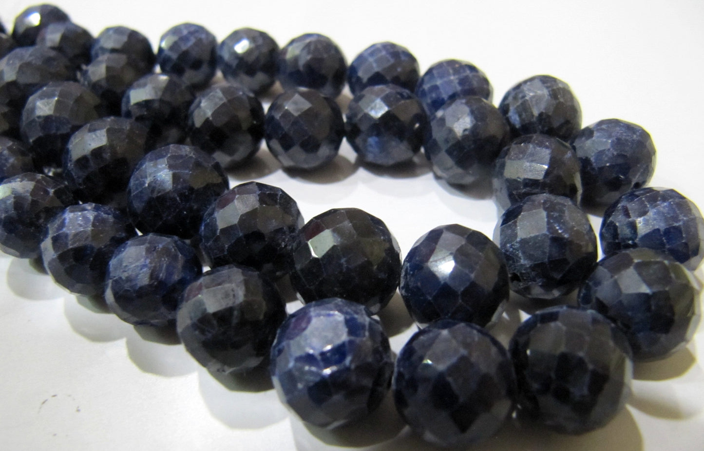 Blue sapphire Corundum Round Ball Shape Briolette Faceted 9-12mm Size Gemstone beads Strand 8 inches long Precious Gemstone Beads