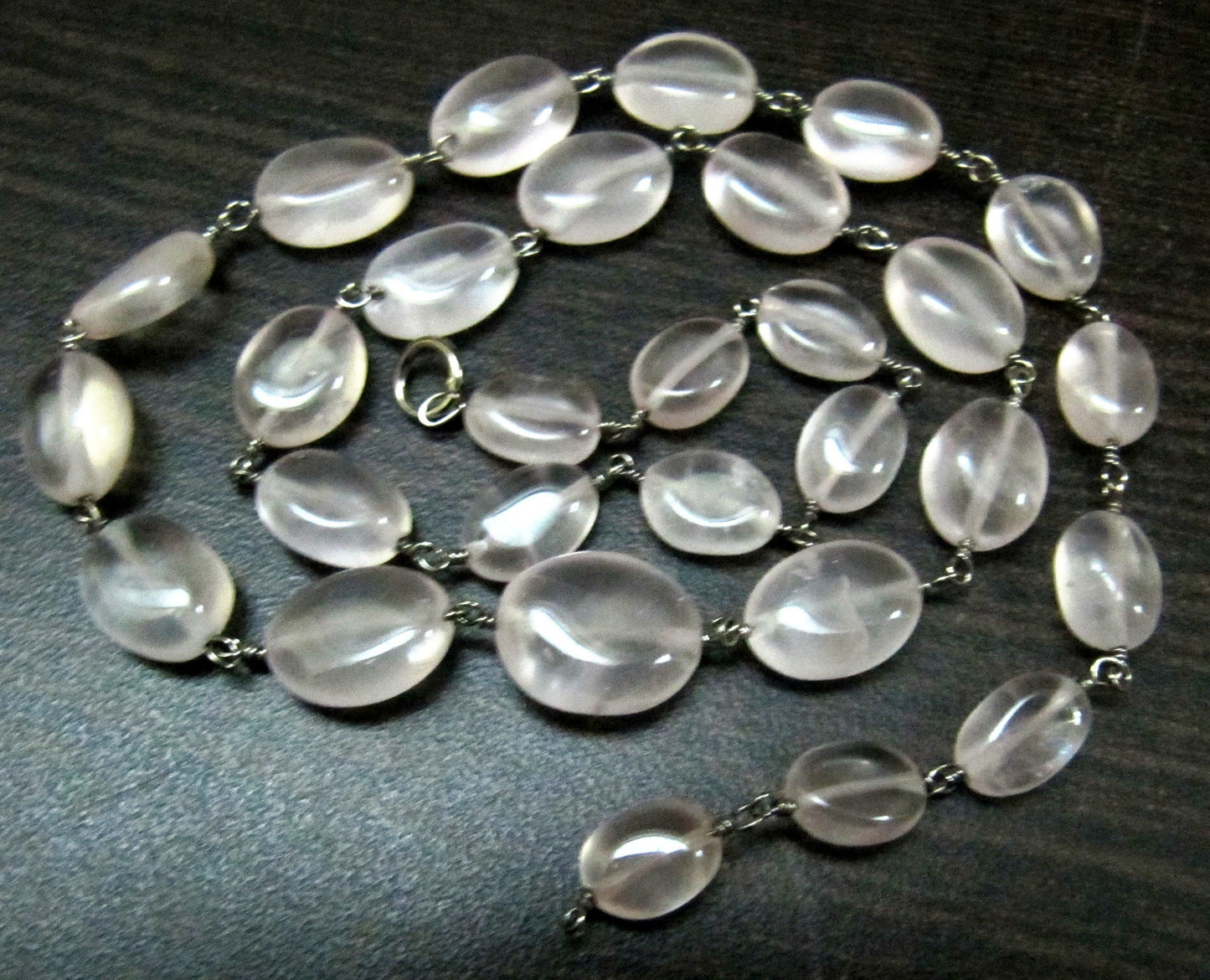 1 Foot-Natural Rose Quartz Plain Smooth Oval Shape 6x8mm to 8x10mm size Beaded Gemstone Chain Wholesale Prices Choose the Plating color