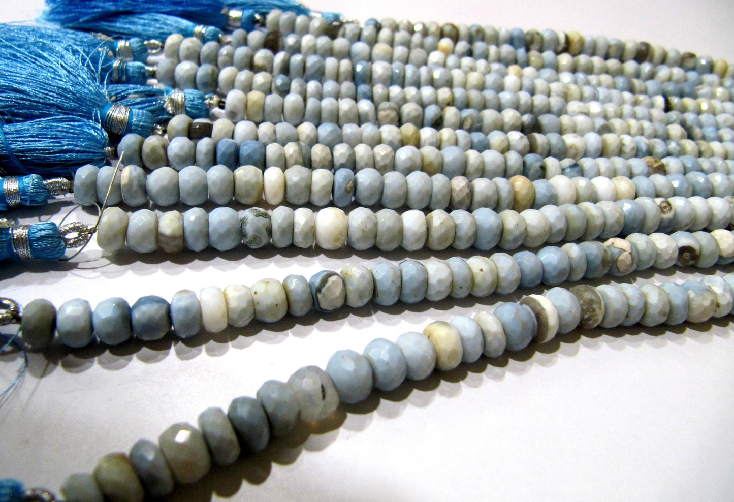 Natural Blue Opal Rondelle  faceted  7mm best Quality Beads Strand 8.5 inches Long Jewelry making Untreated gemstone beads
