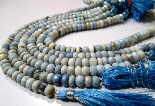 Natural Blue Opal Rondelle  faceted  7mm best Quality Beads Strand 8.5 inches Long Jewelry making Untreated gemstone beads