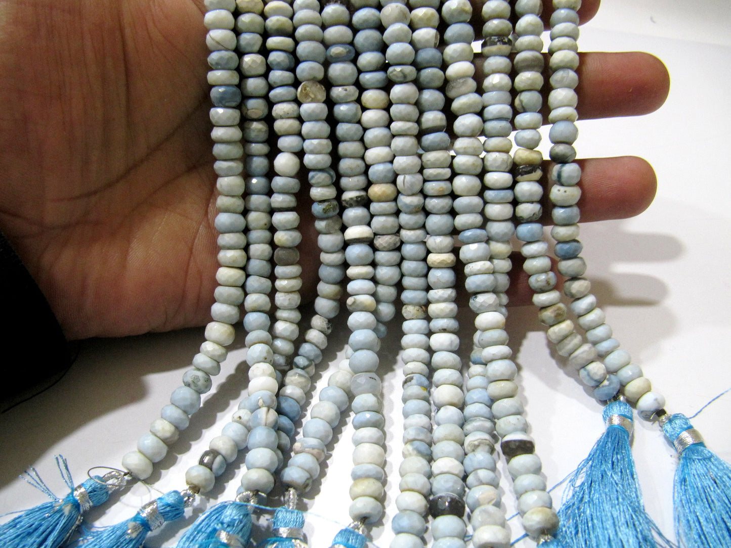 Natural Blue Opal Rondelle  faceted  7mm best Quality Beads Strand 8.5 inches Long Jewelry making Untreated gemstone beads