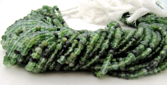 Natural Serpentine Rondelle Faceted 3 to 4mm size Gemstone Beads Strand 13 inches long Jewelry making beads Wholesale Prices