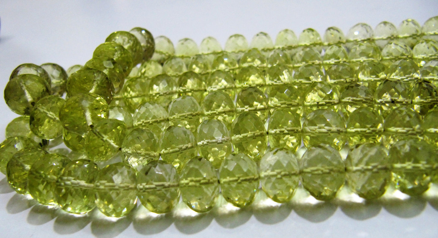 Natural Lemon Quartz Rondelle Faceted 7 to 10 mm Gemstone Beads Strand 8 inches long Wholesale Prices Jewelry making Healing crystals