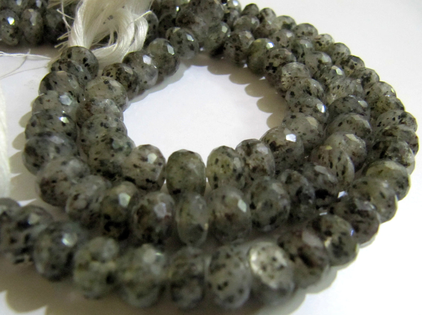 Natural Black Rutile Dot Quartz Rondelle Faceted top quality 7 to 10mm beads Strand 10 inches long Jewelry making Gemstone Beads wholesale