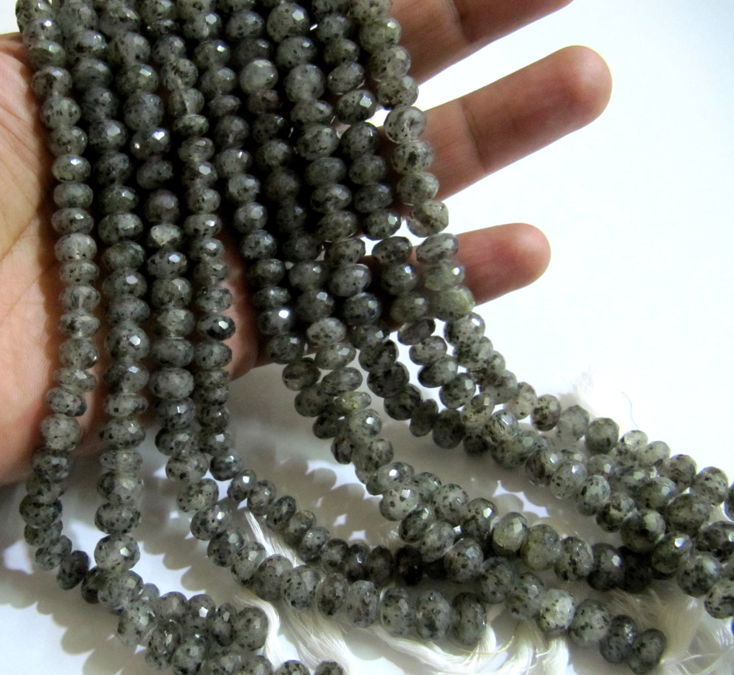 Natural Black Rutile Dot Quartz Rondelle Faceted top quality 7 to 10mm beads Strand 10 inches long Jewelry making Gemstone Beads wholesale