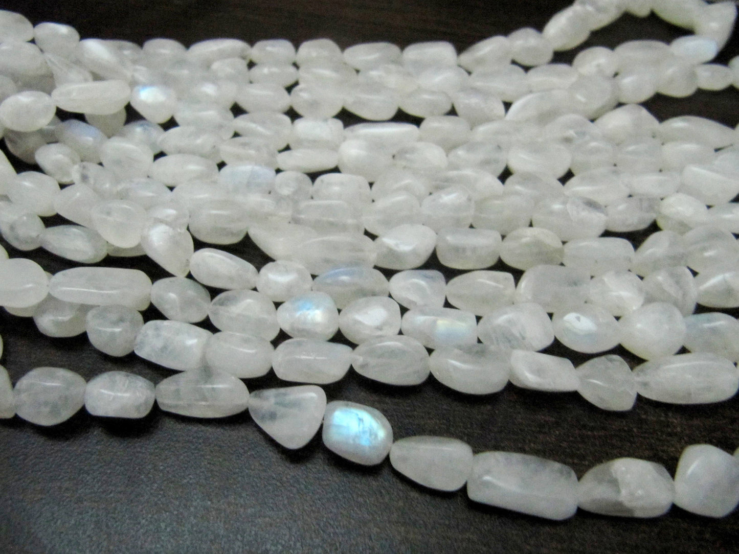 Natural Rainbow Moonstone Plain Smooth Tumbled Nugget Shape 10mm to 15mm Size Blue Flashy Beads Strand 16 inches long Gemstone Beads