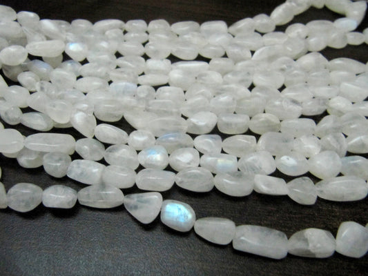Natural Rainbow Moonstone Plain Smooth Tumbled Nugget Shape 10mm to 15mm Size Blue Flashy Beads Strand 16 inches long Gemstone Beads