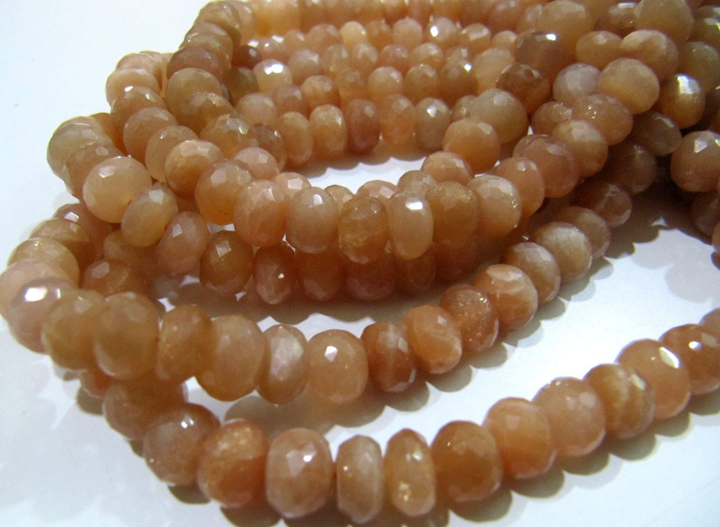 Natural Peach Moonstone Rondelle Micro Faceted 10mm to 12mm Size Beads Strand 8 inches long Top Quality Beads Wholesale prices