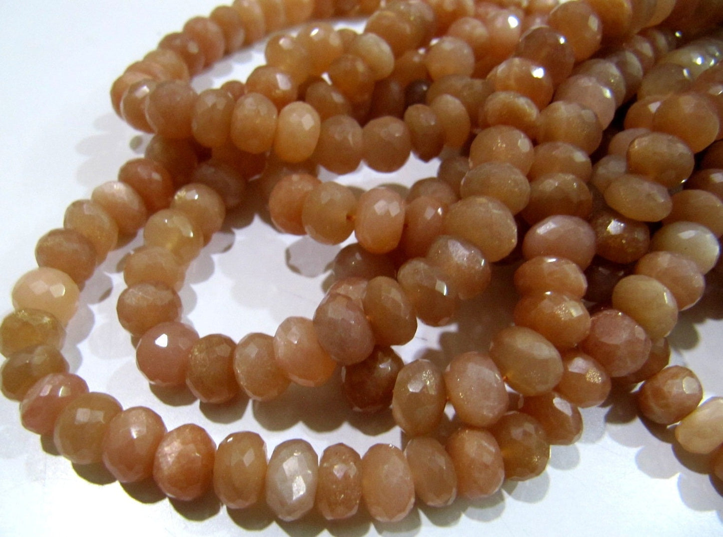 Natural Peach Moonstone Rondelle Micro Faceted 10mm to 12mm Size Beads Strand 8 inches long Top Quality Beads Wholesale prices