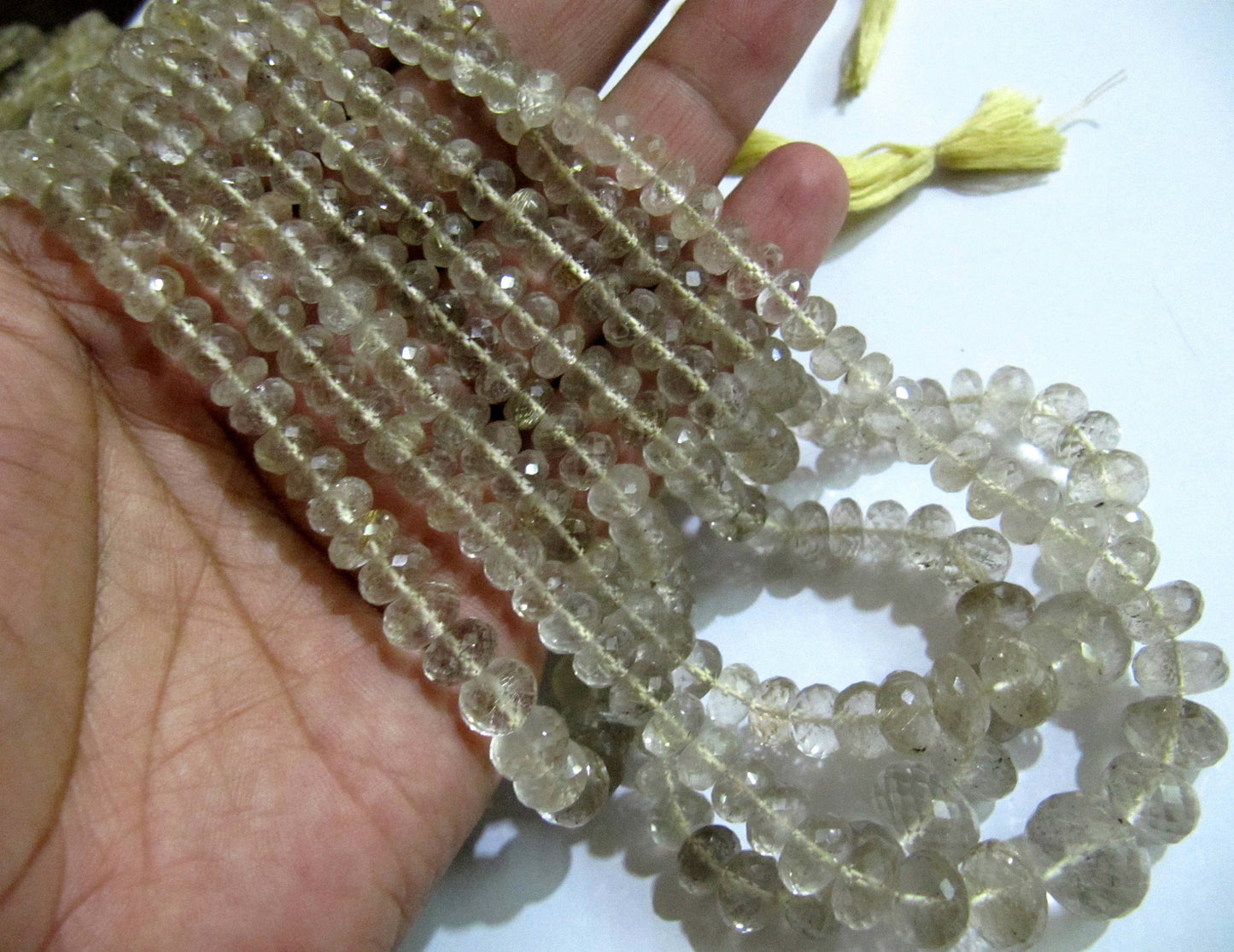 Natural Golden Rutilated Quartz  Rondelle Faceted 6 to 10 Graduated Beads sold per strand 8 Inch Long Semi Precious Golden Color Beads