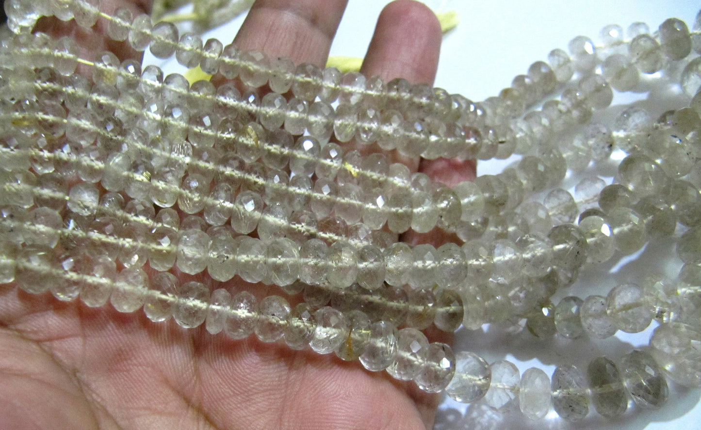 Natural Golden Rutilated Quartz  Rondelle Faceted 6 to 10 Graduated Beads sold per strand 8 Inch Long Semi Precious Golden Color Beads