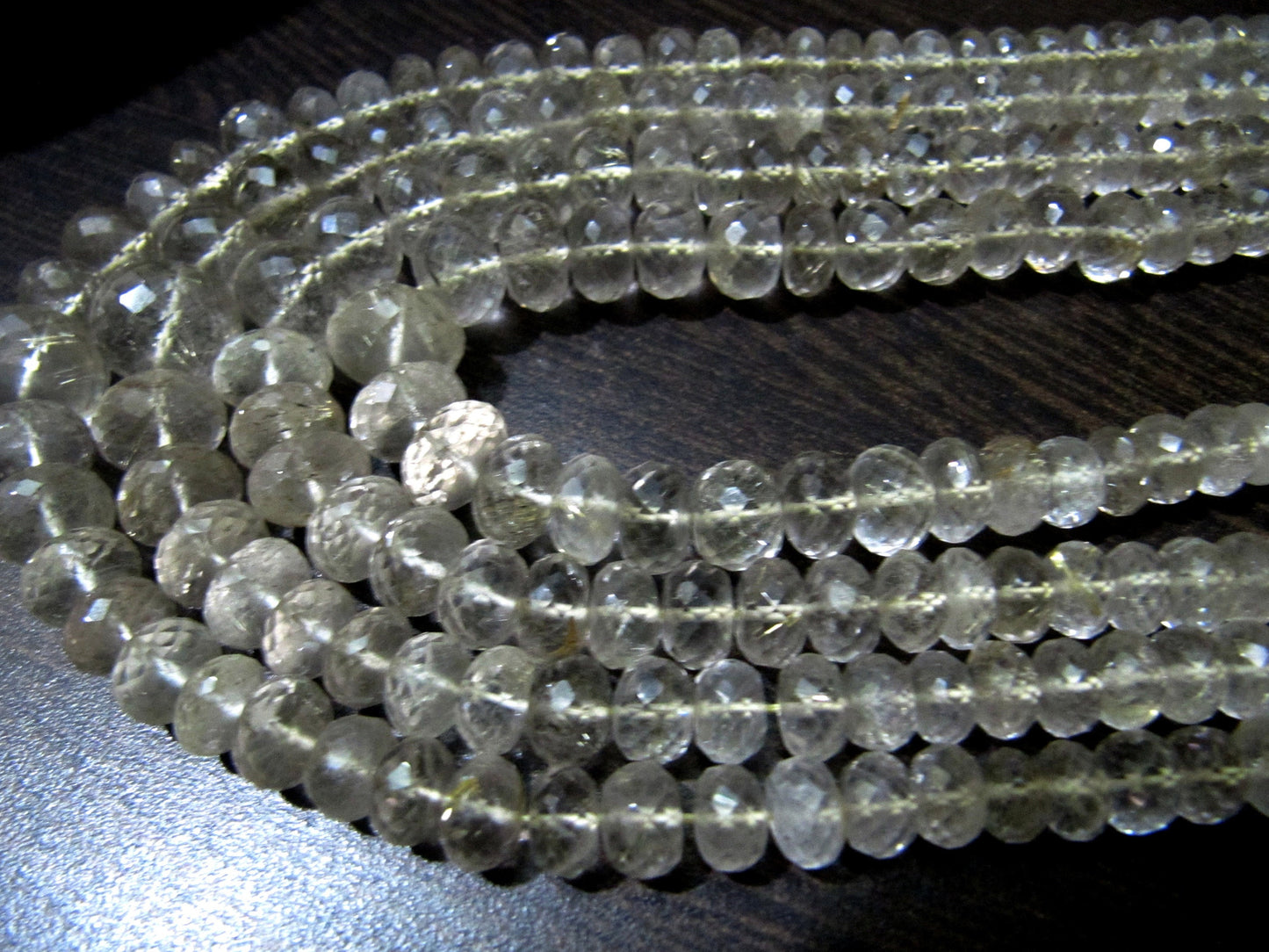 Natural Golden Rutilated Quartz  Rondelle Faceted 6 to 10 Graduated Beads sold per strand 8 Inch Long Semi Precious Golden Color Beads