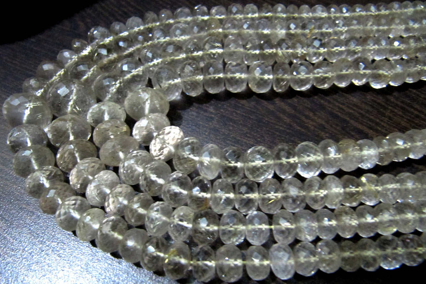 Natural Golden Rutilated Quartz  Rondelle Faceted 6 to 10 Graduated Beads sold per strand 8 Inch Long Semi Precious Golden Color Beads