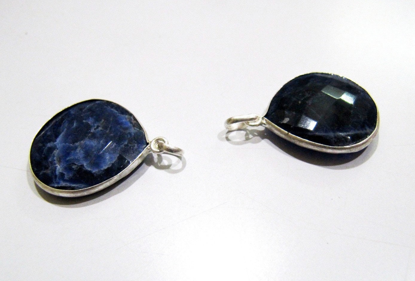 Natural Sodalite Heart Shape Briolette Faceted Connector Pendant Charm Unique Rare Gemstone Bezel Size 22mm Sold Per Piece