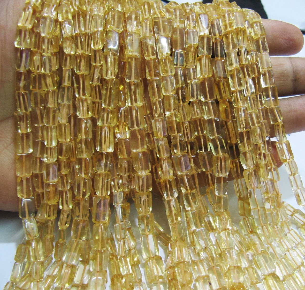 Natural Citrine Chiclet Rectangle shape Plain Smooth  8mm to 10mm Beads Strand 14 inches long Gemstone top Quality beads Wholesale Prices