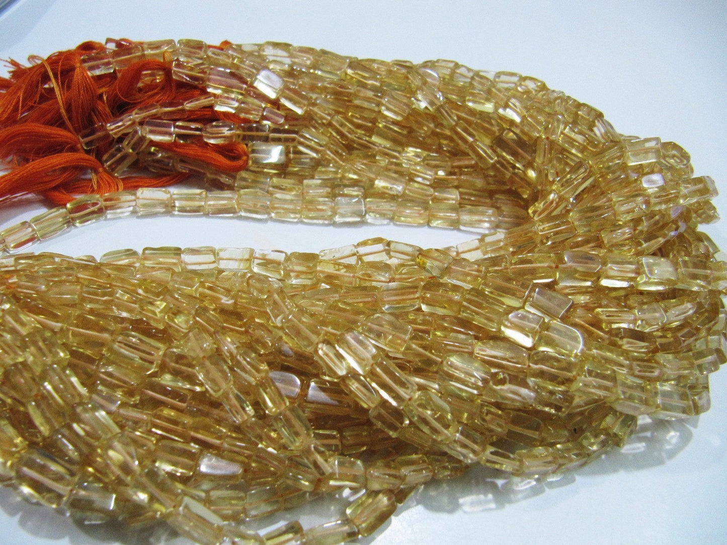 Natural Citrine Chiclet Rectangle shape Plain Smooth  8mm to 10mm Beads Strand 14 inches long Gemstone top Quality beads Wholesale Prices