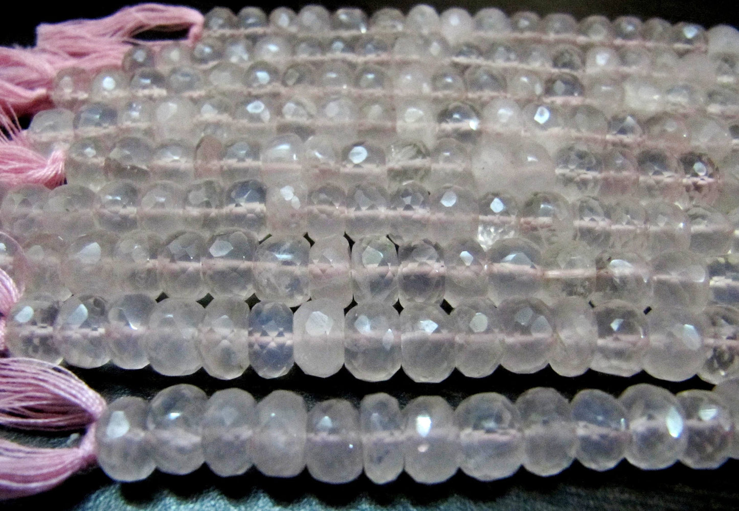 Natural Rose Quartz  Rondelle Faceted 8-9mm Size Beads Strand 8 inches Long Jewelry making Gemstone Wholesale Prices