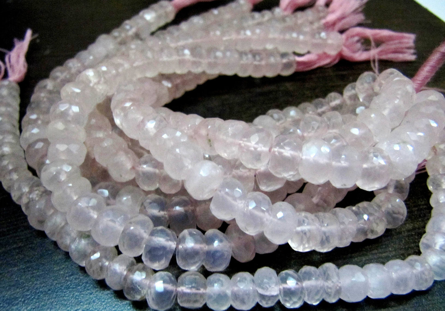 Natural Rose Quartz  Rondelle Faceted 8-9mm Size Beads Strand 8 inches Long Jewelry making Gemstone Wholesale Prices