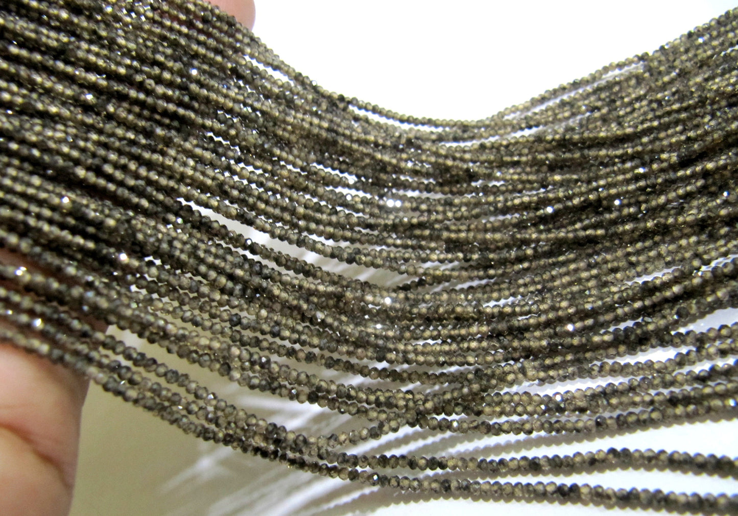 Natural Untreated Zirconia Beads Dark Green Color Rondelle Faceted 2mm Strand 13 inch long Top Quality Wholesale prices Earth Mined gemstone