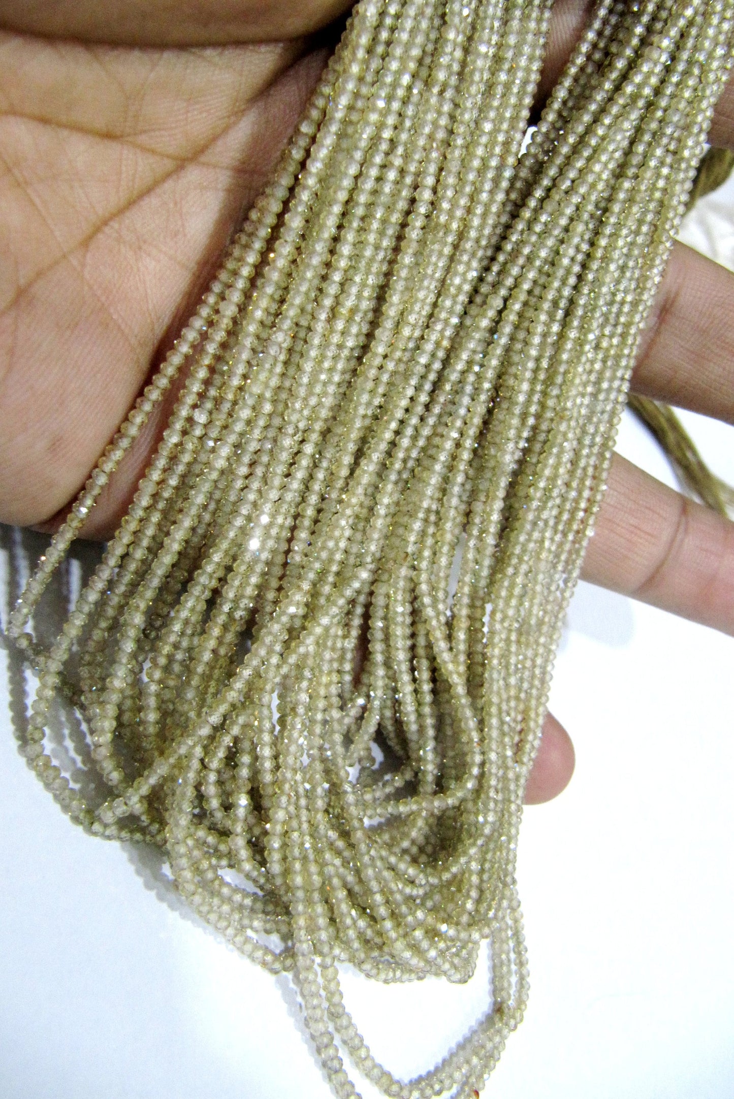 Natural Earth mined Zircon Rondelle Faceted 2mm Beads Strand 13 inch Wholesale prices Jewelry making Creamish Color  gemstone  beads