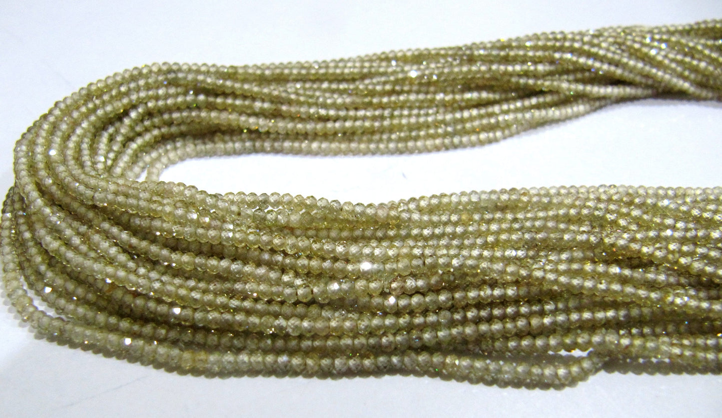 Natural Earth mined Zircon Rondelle Faceted 2mm Beads Strand 13 inch Wholesale prices Jewelry making Creamish Color  gemstone  beads