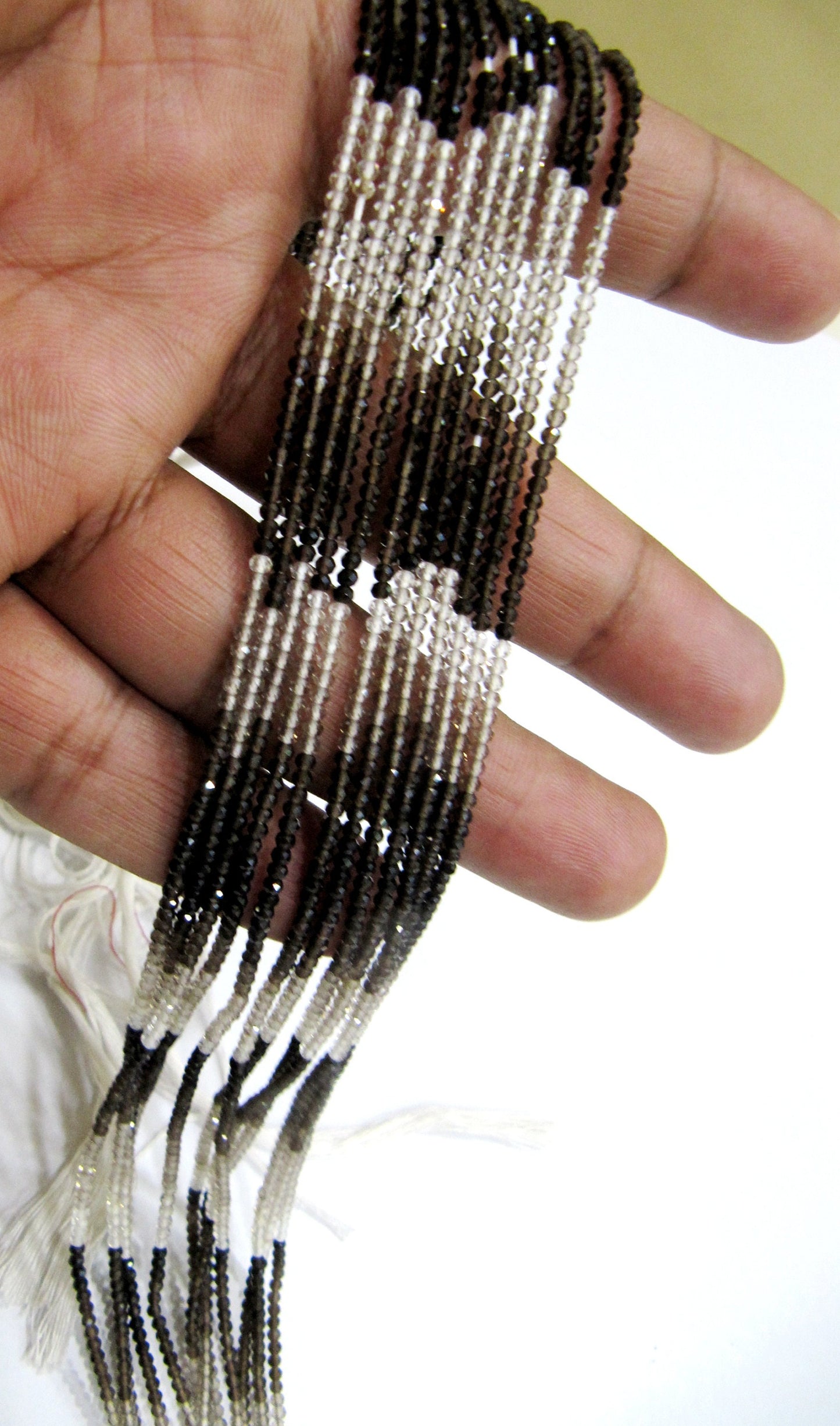 Natural Smoky Quartz  2mm Rondelle Micro faceted Gemstone Beads Strand 13 Inches Long Best Quality Beads shaded color beads