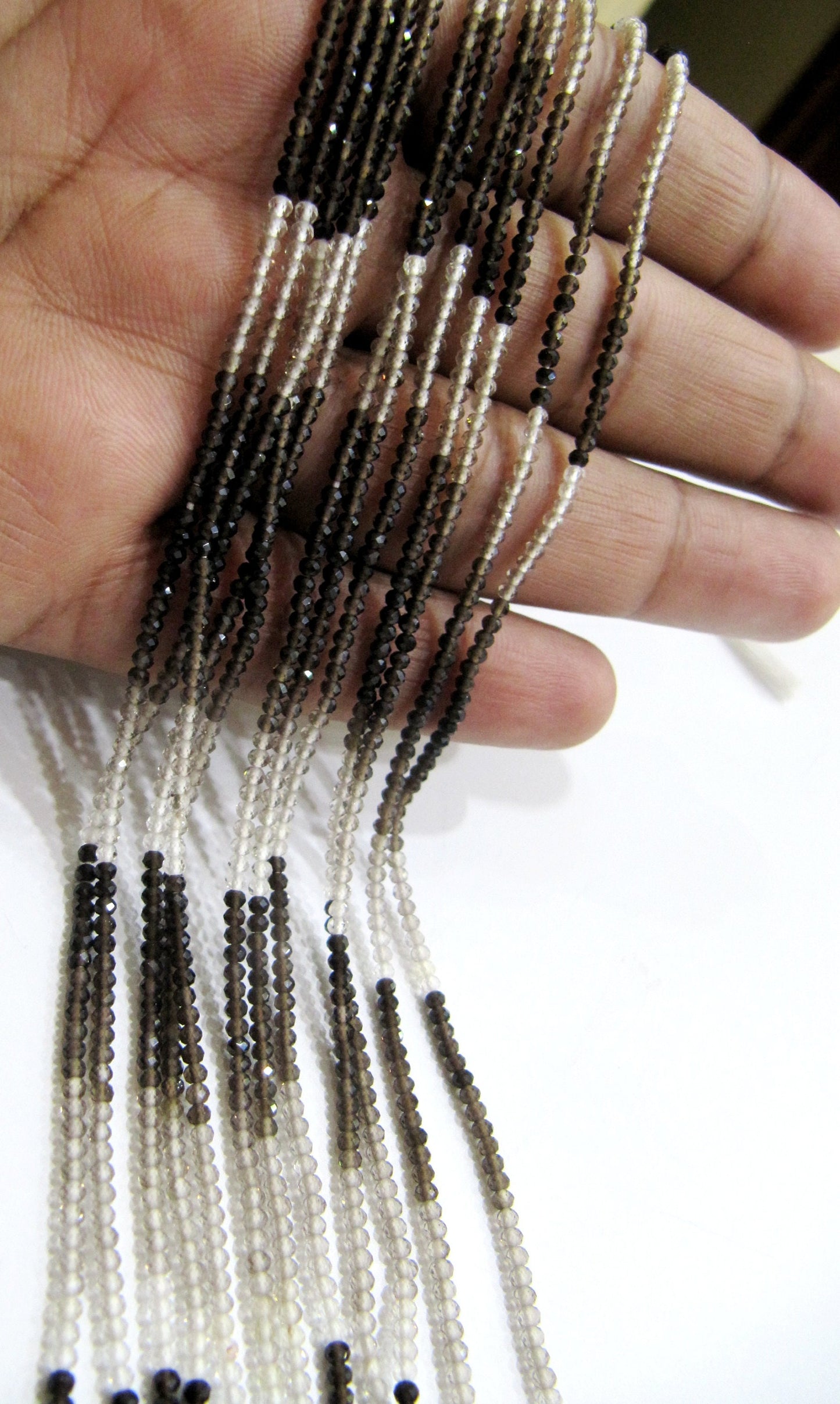 Natural Smoky Quartz  2mm Rondelle Micro faceted Gemstone Beads Strand 13 Inches Long Best Quality Beads shaded color beads