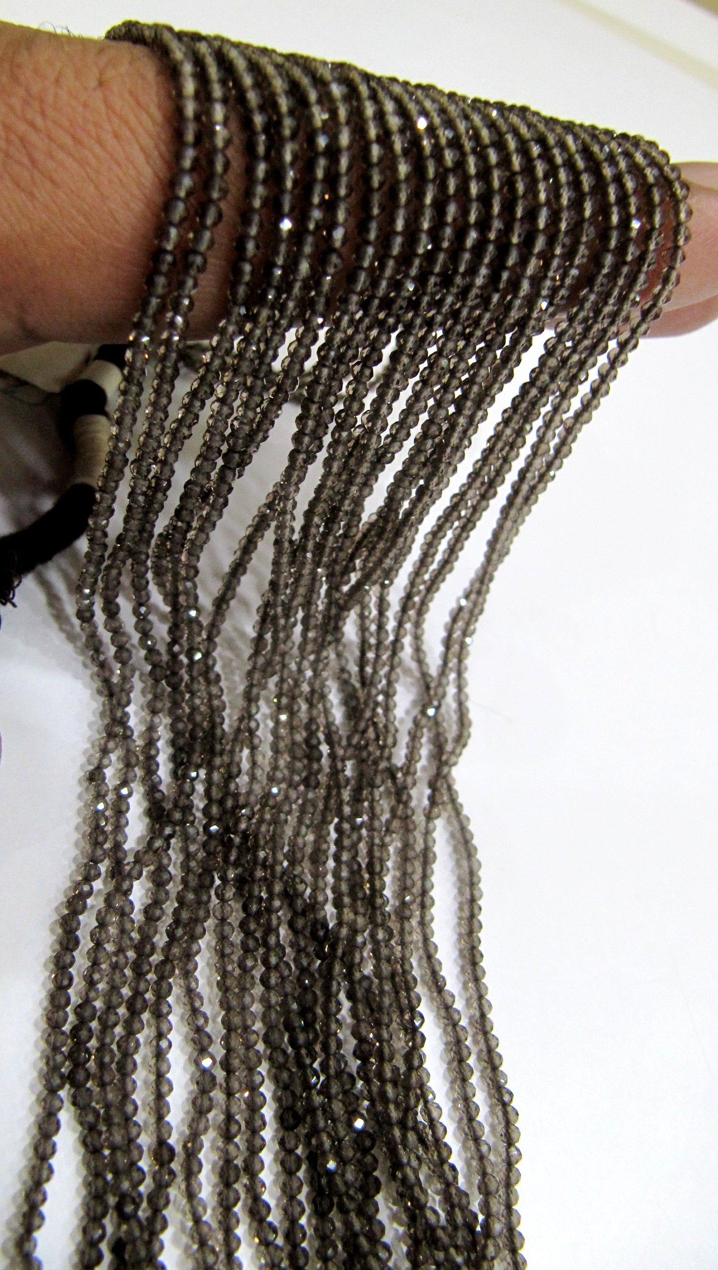 Natural Smoky Quartz  2 to 2.5mm Rondelle Micro faceted Gemstone Beads Strand 13 Inches Long Best Quality Beads