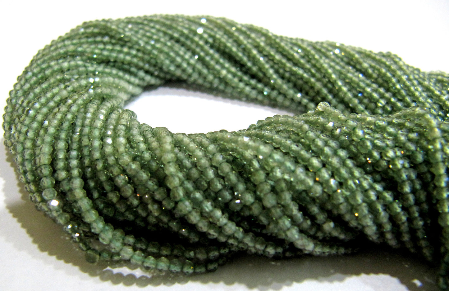 Natural Green Apatite 2mm Rondelle Micro faceted Gemstone Beads Strand 13 Inches Long Best Quality Beads Sold Per Strand