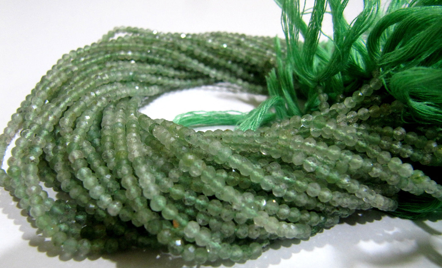 Natural Green Strawberry Quartz 2.5 to 3mm Rondelle Micro faceted Gemstone Beads Strand 13 Inches Long Best Quality Beads