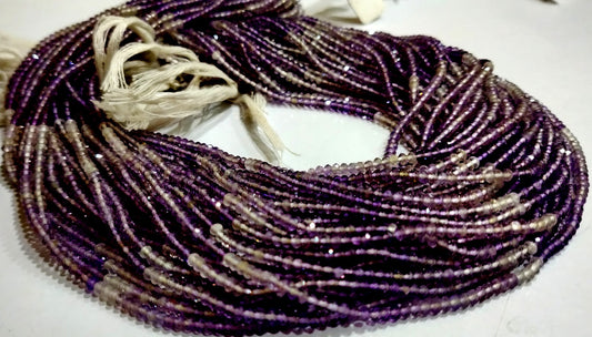 Natural Amethyst 2mm Rondelle Micro faceted Gemstone shaded Beads Strand 13 Inches Long Best Quality Purple Beads Sold Per Strand