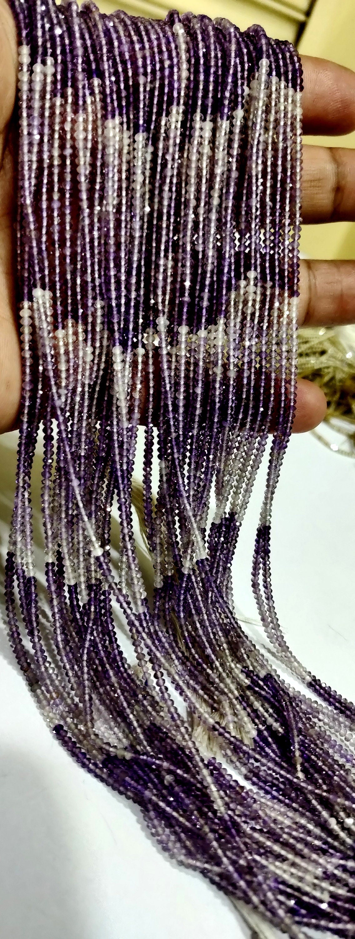 Natural Amethyst 2mm Rondelle Micro faceted Gemstone shaded Beads Strand 13 Inches Long Best Quality Purple Beads Sold Per Strand