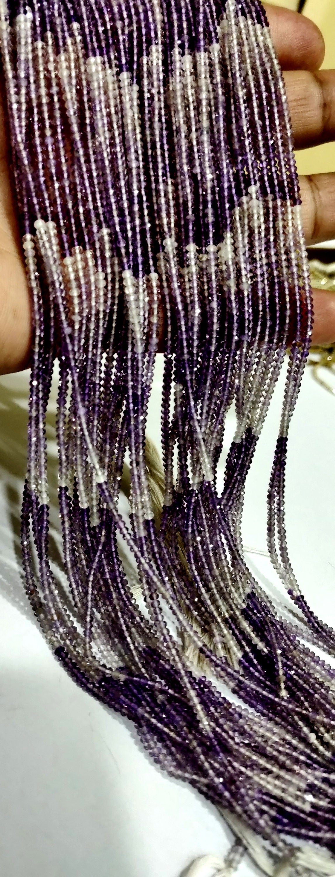 Natural Amethyst 2mm Rondelle Micro faceted Gemstone shaded Beads Strand 13 Inches Long Best Quality Purple Beads Sold Per Strand