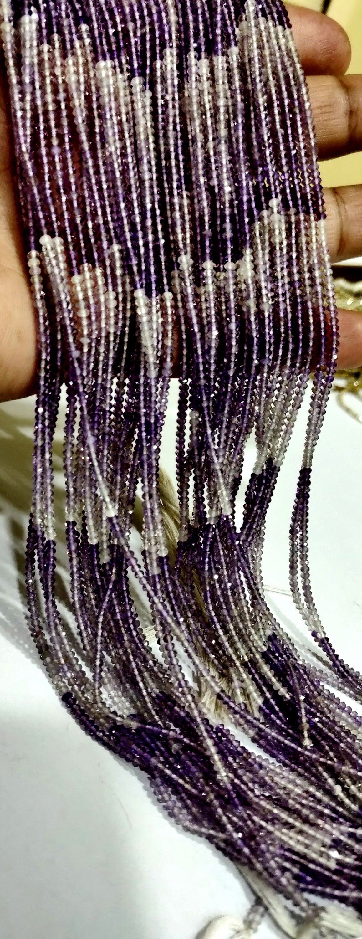 Natural Amethyst 2mm Rondelle Micro faceted Gemstone shaded Beads Strand 13 Inches Long Best Quality Purple Beads Sold Per Strand
