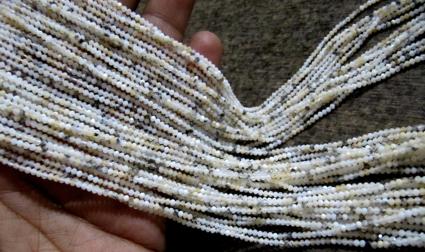 Natural Dendritic Opal  2mm Rondelle Micro faceted Gemstone Beads Strand 13 Inches Long Best Quality Beads Sold Per Strand