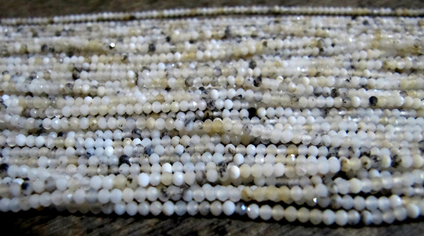 Natural Dendritic Opal  2mm Rondelle Micro faceted Gemstone Beads Strand 13 Inches Long Best Quality Beads Sold Per Strand