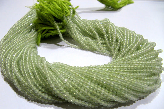 Natural Prehnite 2.5mm Rondelle Micro faceted Gemstone Beads Strand 13 Inches Long Best Quality Beads Sold Per Strand