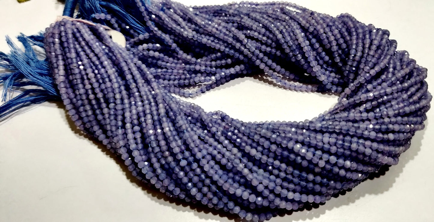 Natural Tanzanite 2.5mm Rondelle Micro faceted Gemstone Beads Strand 13 Inches Long Best Quality Beads Sold Per Strand