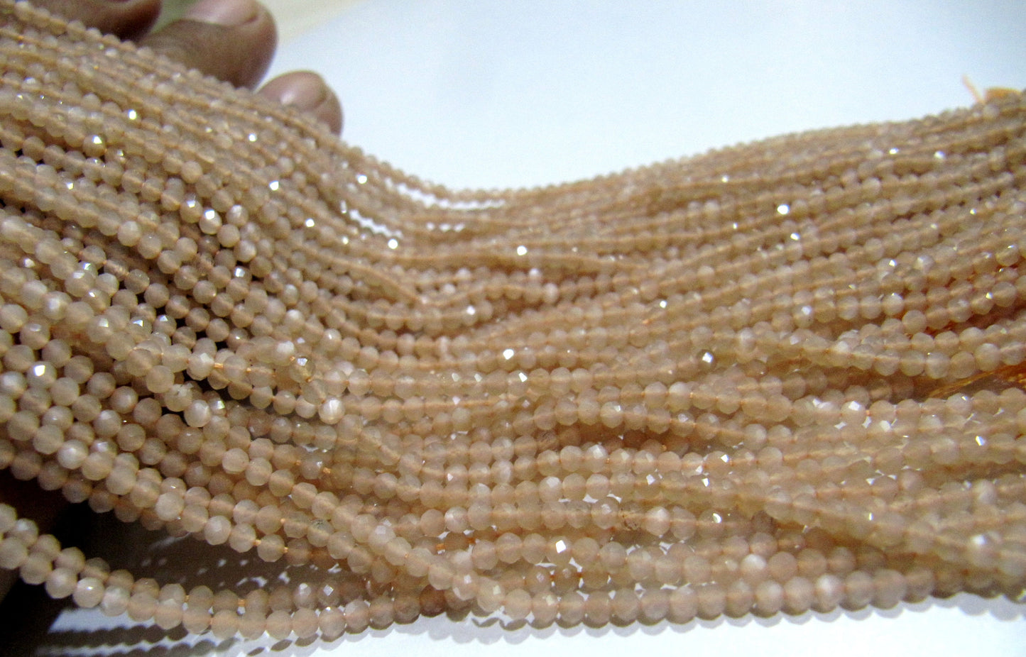 Natural Peach Moonstone 2.5mm Rondelle Micro faceted Gemstone Beads Strand 13 Inches Long Best Quality Beads Sold Per Strand