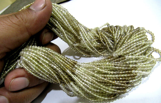 Natural Bio Lemon Quartz 2.5mm Rondelle Micro faceted Gemstone Beads Strand 13 Inches Long Best Quality Beads Sold Per Strand