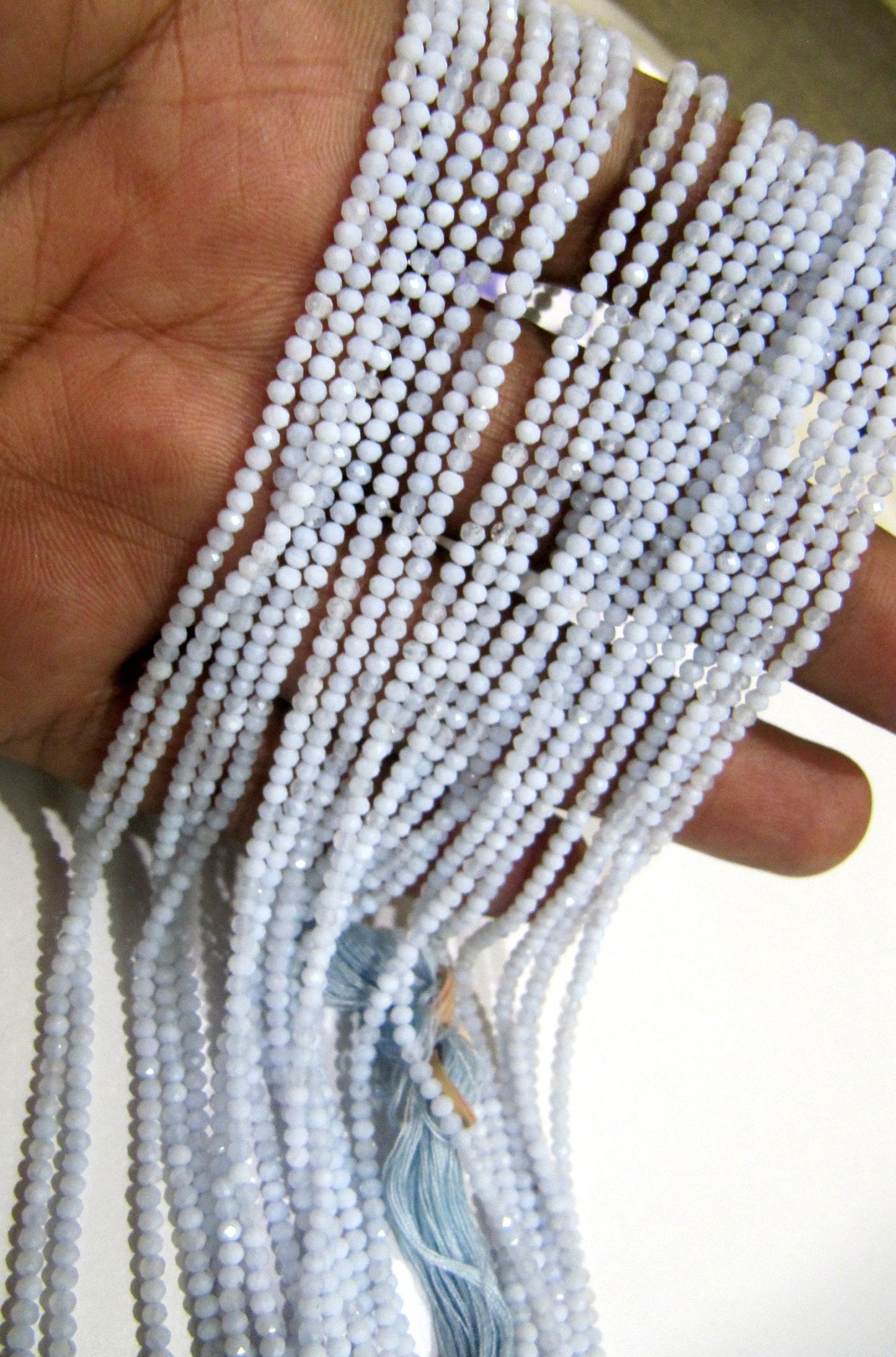 Natural Blue Lace Agate 2.5mm Rondelle Micro faceted Gemstone Beads Strand 13 Inches Long Best Quality Beads Sold Per Strand