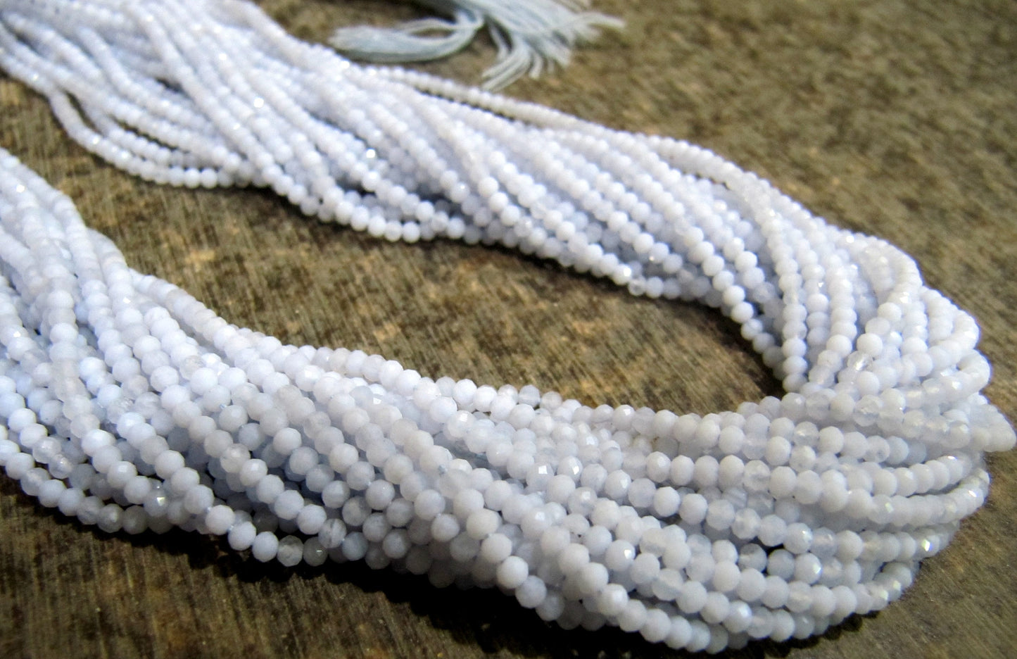 Natural Blue Lace Agate 2.5mm Rondelle Micro faceted Gemstone Beads Strand 13 Inches Long Best Quality Beads Sold Per Strand