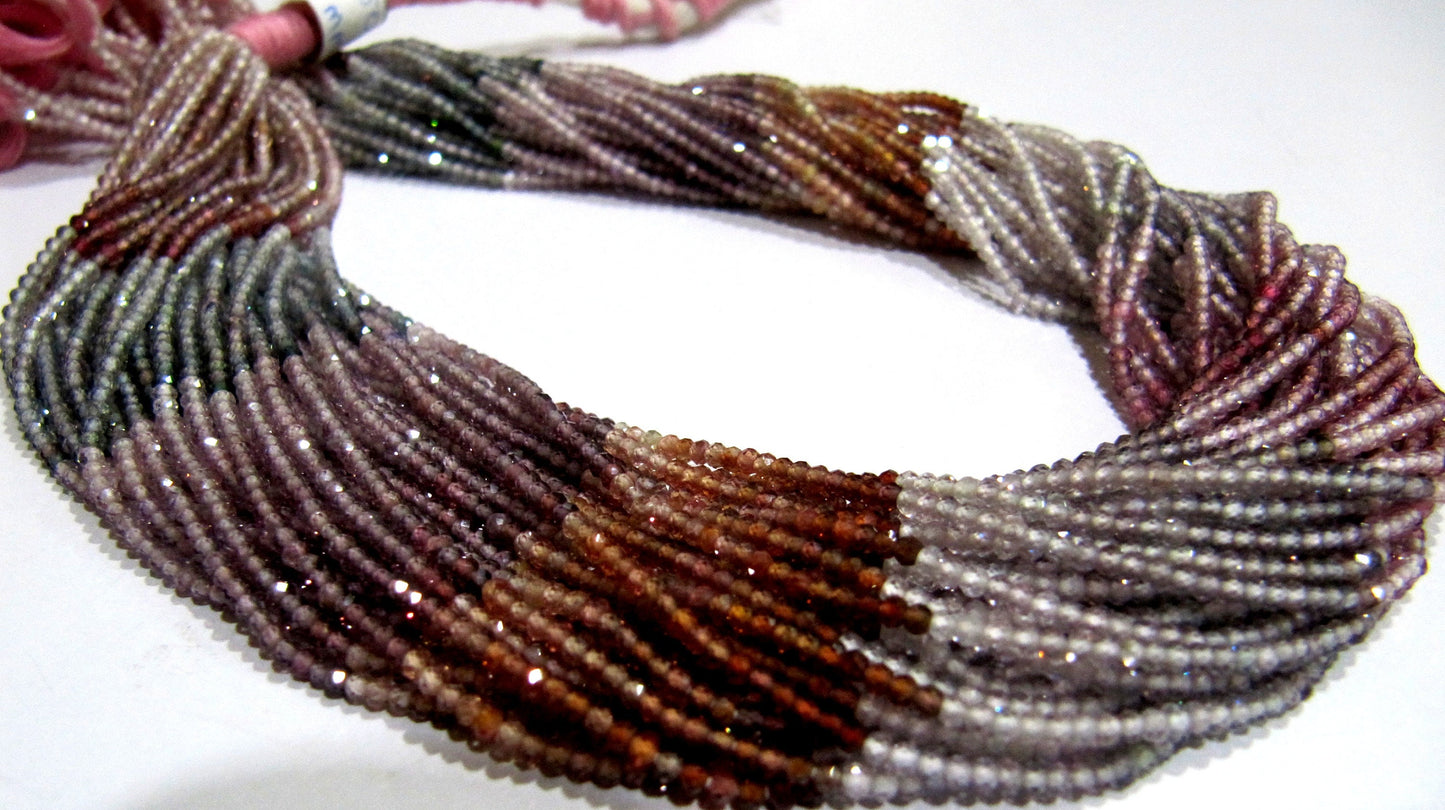 Natural Multi spinel 2mm Rondelle Micro faceted Gemstone Beads Strand 13 Inches Long Best Quality Beads Sold Per Strand