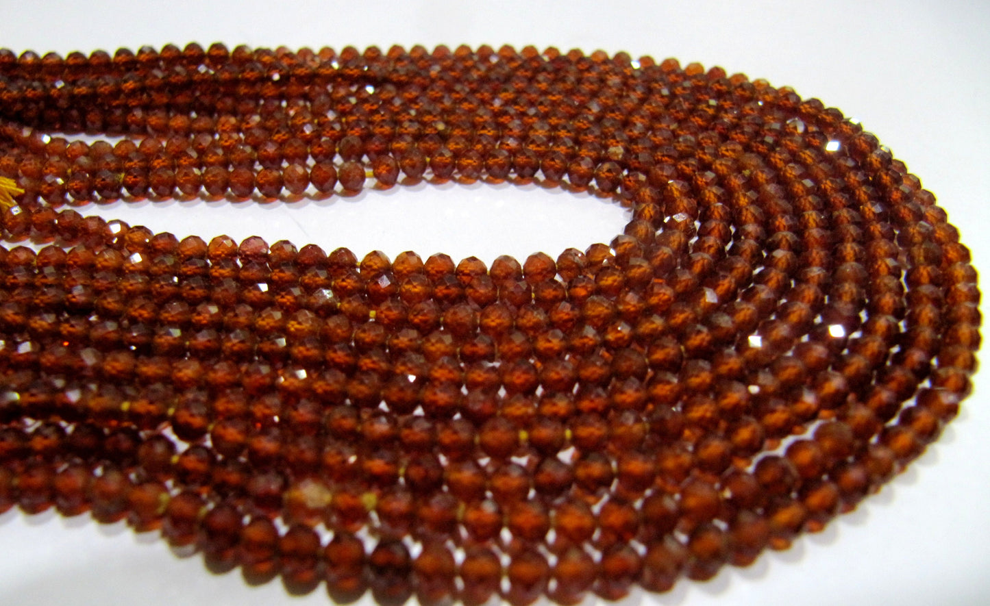 Natural Hessonite Garnet  3mm Rondelle Micro faceted Gemstone Beads Strand 13 Inches Long Best Quality Beads Sold Per Strand