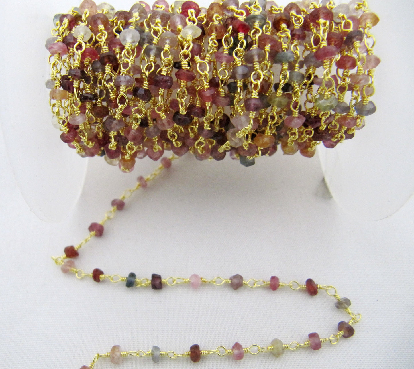 Natural Multi Spinel Rondelle Faceted 3-4mm Beaded Rosary Chain sold per foot Handmade Chain Wholesale Supplies