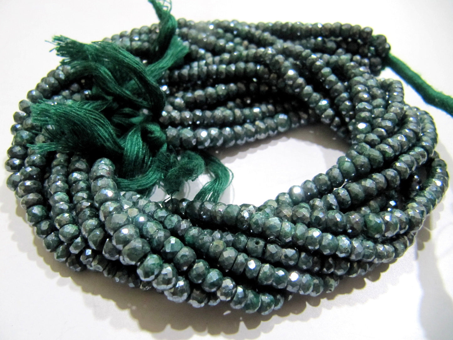 Natural Emerald Silverite Rondelle Faceted 4-5mm Size Gemstone Beads strand 13 Inches Long Wholesale Prices Jewelry making beads